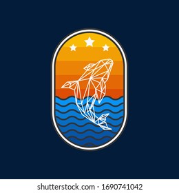 illustration vector graphic of whale fish emblem.perfect for logos about the ocean