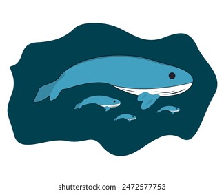 Illustration Vector Graphic of Whale. Perfect for Icon, Mascot, Decoration and Other