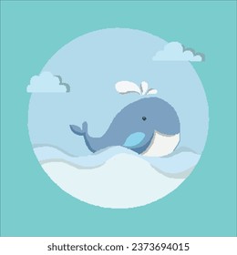 Gráfico vectorial de ilustración de una ballena en el mar. Perfecto para productos de icono, diseño de logotipo, icono plano, etc.