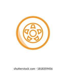 Ilustración Gráfica vectorial del icono del coche del neumático de rueda. Apto para vehículo, automóvil, reparación, mantenimiento, tienda, etc.