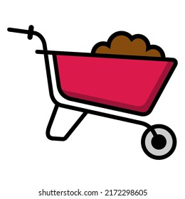 Illustration Vector Graphic of wheelbarrow, construction equipment, work icon