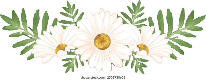 Illustration vector graphic of white daisy arrangement. Best for decorative design.