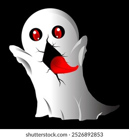 illustration vector graphic of white ghost good for Halloween Event