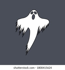 
illustration vector graphic of white halloween ghost with black outline