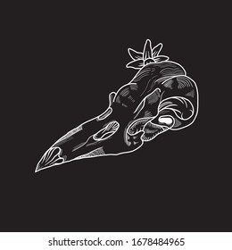 illustration vector graphic of white skull with black background. perfect for print
