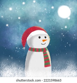 Illustration vector graphic of a white snowman