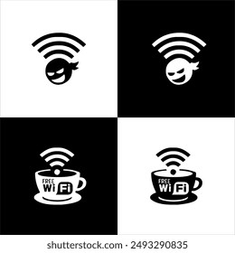 Ilustración Vector gráfico de wifi icon, blanco y negro