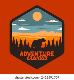 Gráfico vectorial de ilustración de WILDLIFE EXPLORE ADVENTURE para mercancías de diseño de prendas de vestir, como logotipos en el embalaje de productos