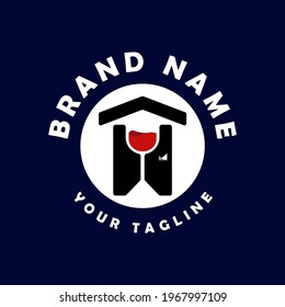 Illustration vector graphic of wine bartender logo. good foor nightclub logo.