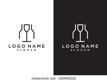 illustration vector graphic of wine bottle and glass. perfect for nutrition, herbal products, etc.