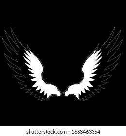 Illustration vector graphic of wings on black background.