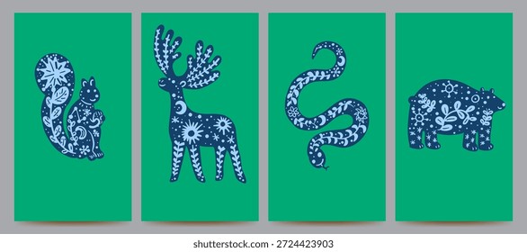 Ilustración Vector Gráfico Animal de invierno Diseño de cartel