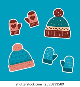 Illustration vector graphic of winter clothes. Perfect for Digital Stickers and Seasonal Greeting Cards.