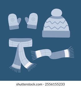 Illustration vector graphic of winter clothes hand drawing. Perfect for Seasonal Greeting Cards and Digital Stickers