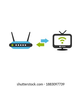 Gráfico vectorial de ilustración de la televisión de Internet inalámbrica. Perfecto para la compañía tecnológica
