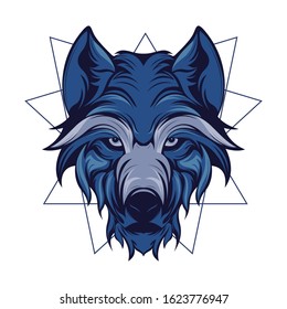 Illustration vector graphic wolf blue Icon symbol mascot