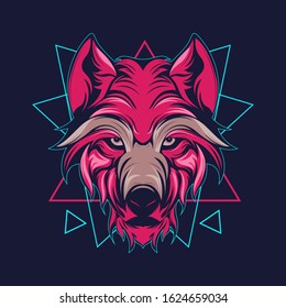 Illustration vector graphic wolf blue Icon Symbol Logo