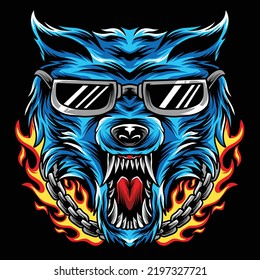 Illustration vector graphic of wolf blue.Can be used as t-shirt design