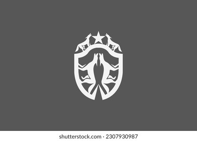 Illustration vector graphic of wolf emblem. Good for logo