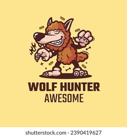 Illustration Vector Graphic of Wolf Hunter, Good for Design Logo