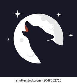 Illustration Vector Graphic of Wolf with Moon Background. Perfect to use for T-shirt or Event