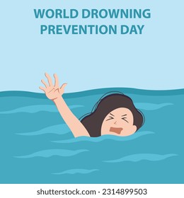 illustration vector graphic of a woman asking for help because drowning, perfect for international day, world drowning prevention day, celebrate, greeting card, etc.