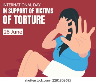 illustration vector graphic of a woman brushed off with her hand, perfect for international day, in support of victims of torture, celebrate, greeting card, etc.