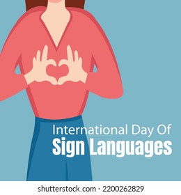 illustration vector graphic of a woman is demonstrating sign language with her hands, perfect for international day, sign languages day, celebrate, greeting card, etc.