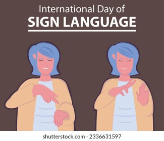 illustration vector graphic of a woman doing sign language in different poses, perfect for international day, international day of sign language, celebrate, greeting card, etc.