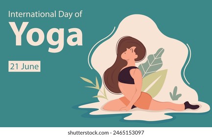 illustration vector graphic of a woman is doing a yoga warm-up, perfect for international day, international day of yoga, celebrate, greeting card, etc.