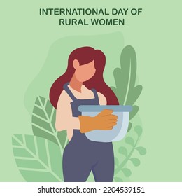 illustration vector graphic of a woman holding a basket of vegetables, perfect for international day, rural women, celebrate, greeting card, etc.