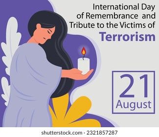 illustration vector graphic of a woman holding a candle and praying, perfect for international day, remembrance and tribute, the victims of terrorism, celebrate, greeting card, etc.