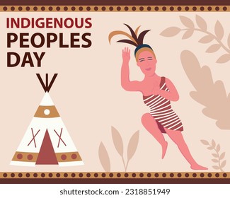 illustration vector graphic of a woman from the interior tribes is dancing, showing a tent, celebrate, greeting card, etc.