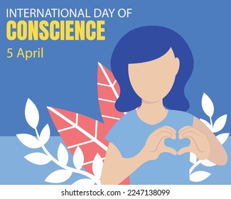 illustration vector graphic of a woman is making a heart symbol with her hand on her chest, perfect for international day, international day of conscience, celebrate, greeting card, etc.