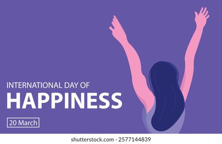 illustration vector graphic of a woman raised both hands, perfect for international day, international day of happiness, celebrate, greeting card, etc.