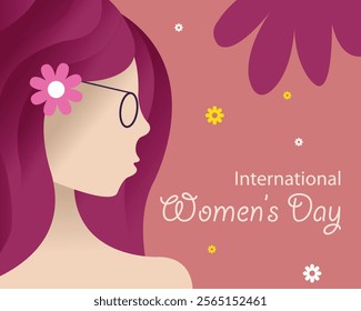 illustration vector graphic of a woman with red hair and glasses, perfect for international day, international womens day, celebrate, greeting card, etc.