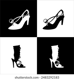 Illustration vector graphic of woman shoes icon, black and white