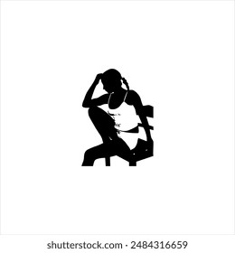 Illustration vector graphic of woman silhouette icon, black and white