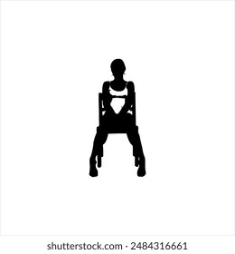 Illustration vector graphic of woman silhouette icon, black and white
