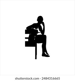 Illustration vector graphic of woman silhouette icon, black and white