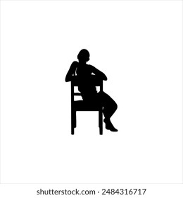 Illustration vector graphic of woman silhouette icon, black and white