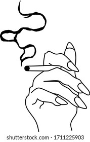 Illustration vector graphic of Woman with smoke to cover up an anxiety
