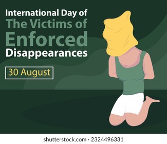 illustration vector graphic of a woman tied up with her head covered, perfect for international day, the victims of enforced disappearances, celebrate, greeting card, etc.