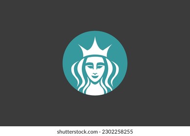 Illustration vector graphic of women face with crown. Good for logo