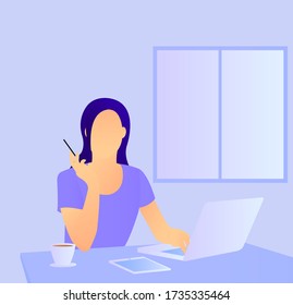 Illustration vector graphic of work from home female.
Perfect to use user interface character design.
