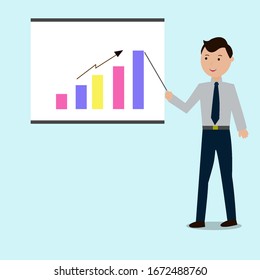 Illustration Vector Graphic Of Worker Or Businessman Presentation. Perfect For Bussiness Presentation.