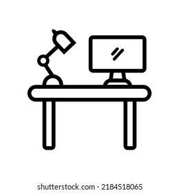 Ilustración Vector Gráfico de área de trabajo, tabla, icono de estudio