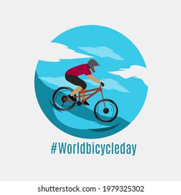 Illustration Vector Graphic of World Bicylce Day Perfect for Apparel Design,Banner,Poster etc.Mountain Bike  Logo