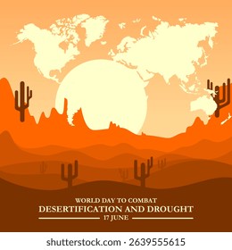 illustration vector graphic of World Day to Combat Desertification and Drought, 17 June, combat desertification and drought, celebrate, greeting card, 