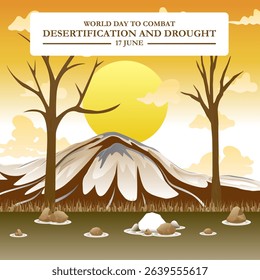 illustration vector graphic of World Day to Combat Desertification and Drought, 17 June, combat desertification and drought, celebrate, greeting card, 